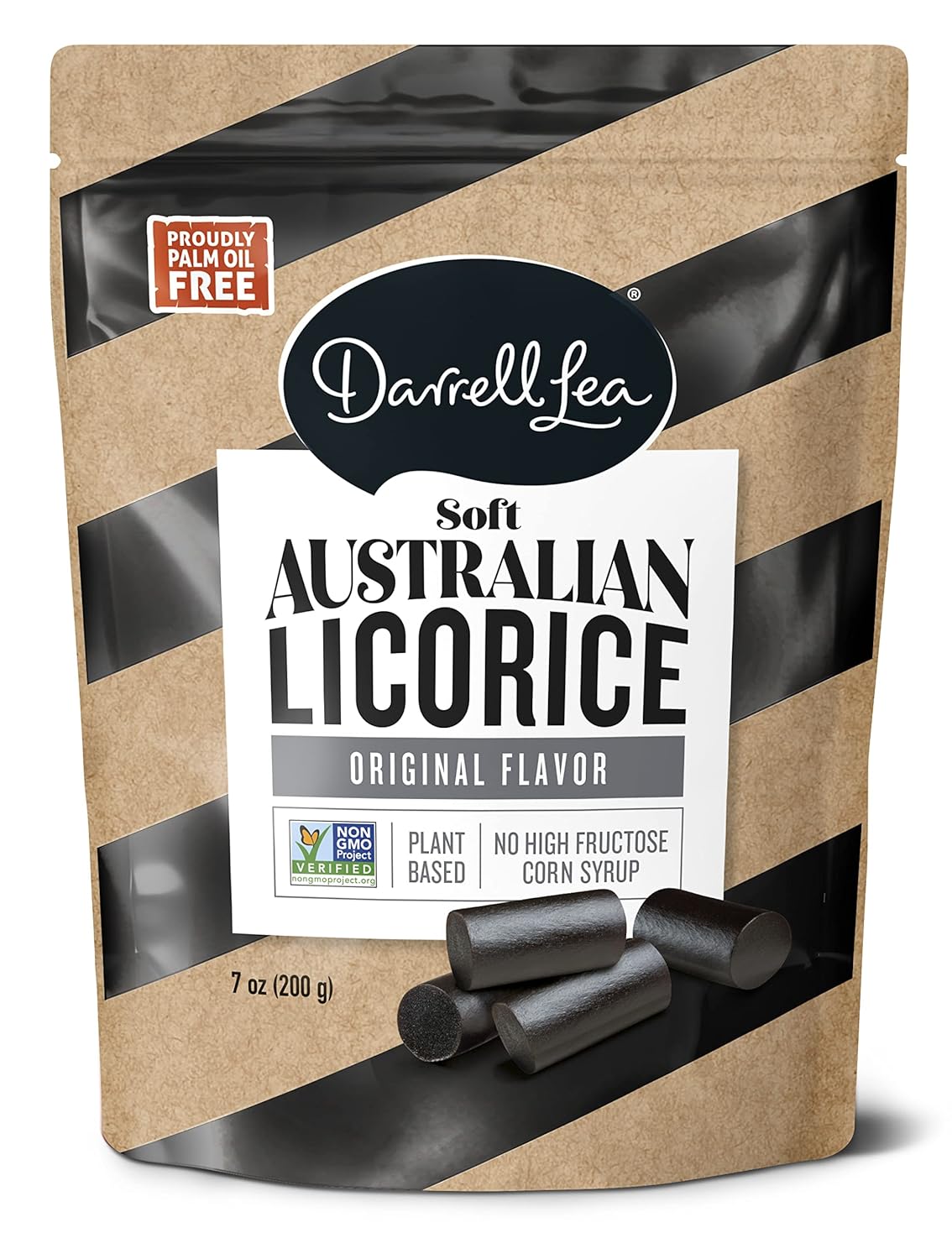 Darrell Lea Soft Australian Made Licorice, Original Black Flavor, 7 Ounce Bag (Pack of 1) | Non-GMO, No Palm Oil, No Art