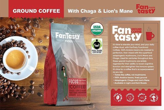 FAN TASTY Light Roast Arabica Coffee with Lion's Mane & Chaga Extracts (LIGHT ROAST ARABICA)