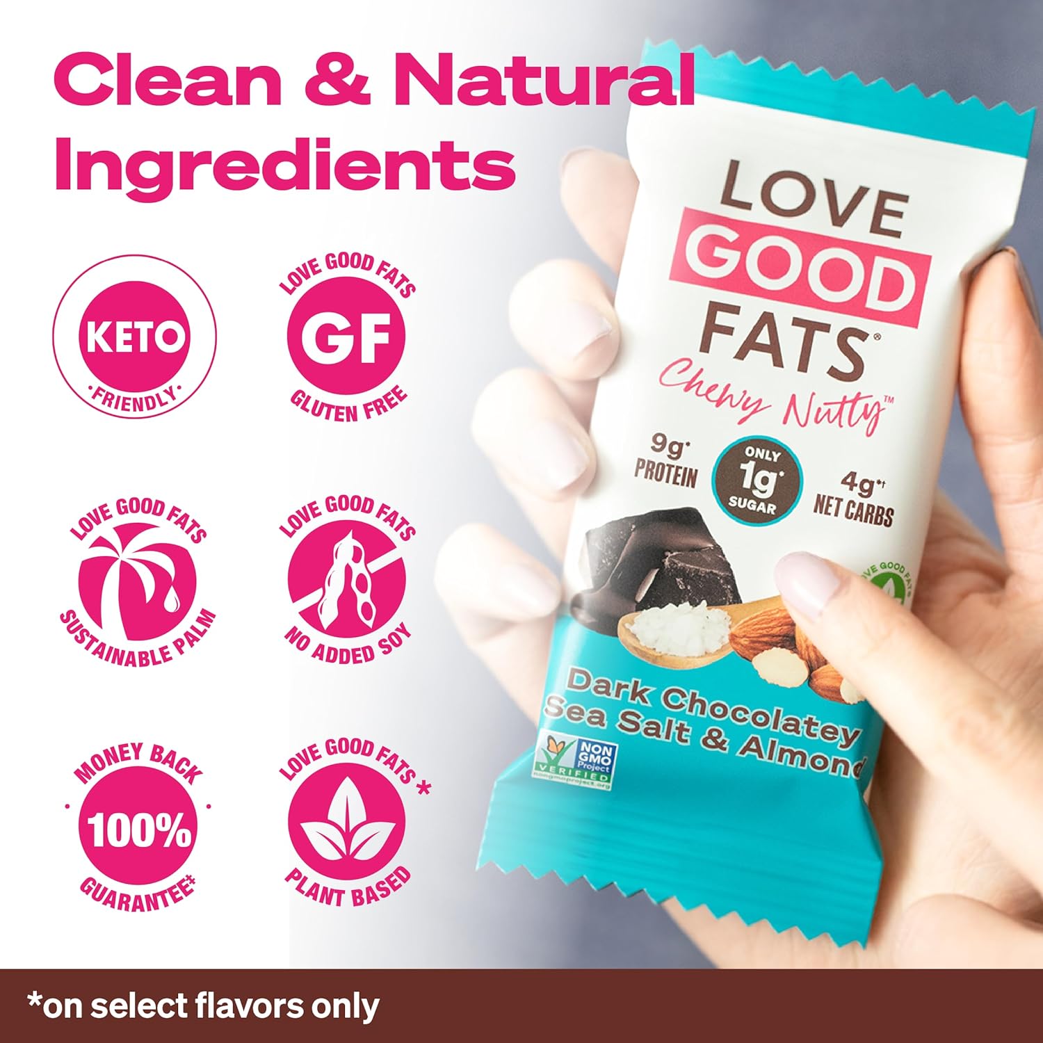 Love Good Fats Keto Protein Snack Bars - Chewy Nutty Variety Pack - 13