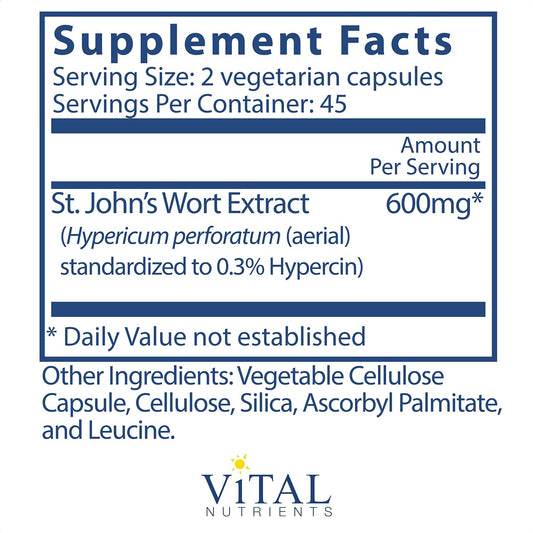Vital Nutrients St John's Wort 300mg | Vegan Supplement to Promote Ove