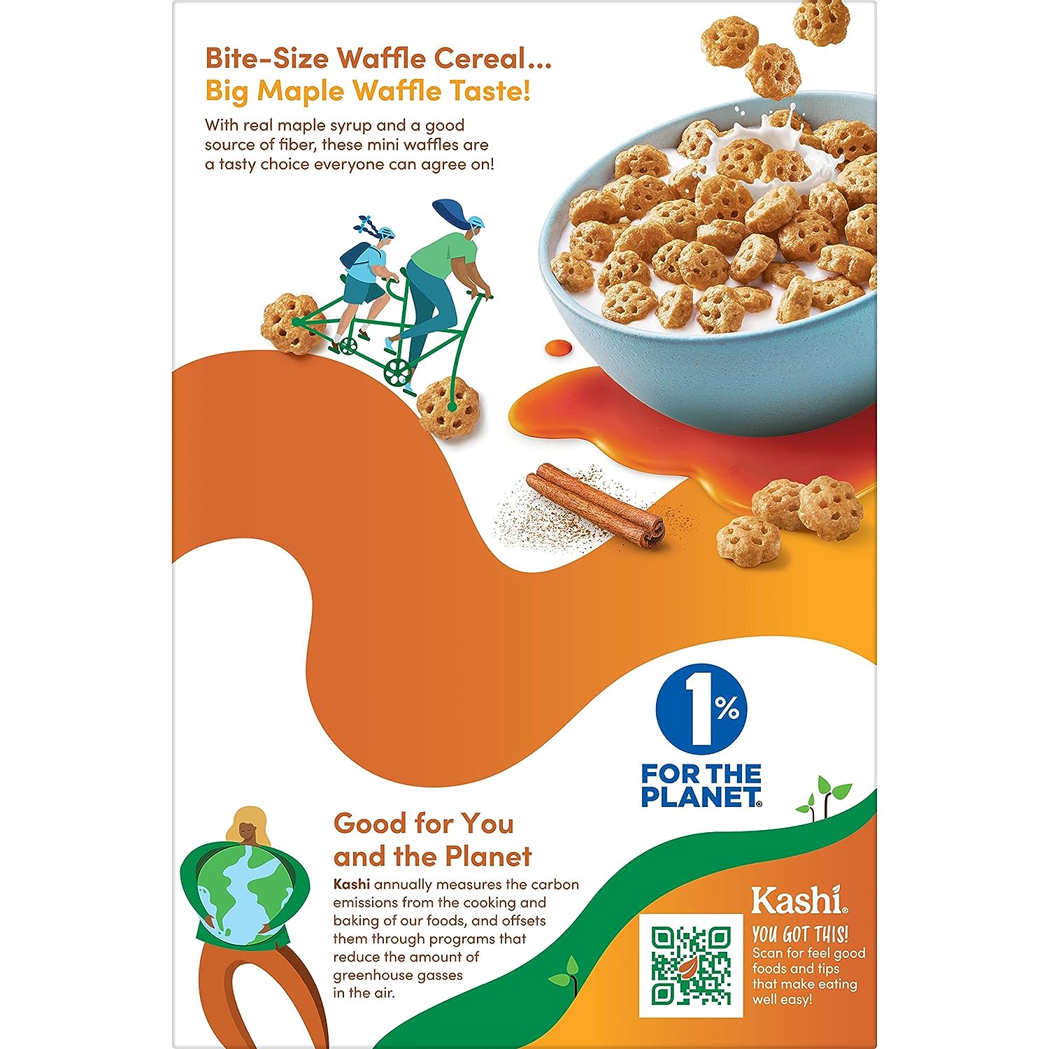 Kashi Breakfast Cereal, Vegan, Made with Whole Grains, Maple Waffle Bi