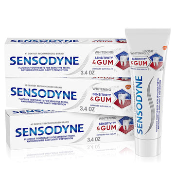 Sensodyne Sensitivity & Gum Whitening Toothpaste, Toothpaste for Sensitive Teeth & Gum Problems, 3.4 s (Pack of 3)