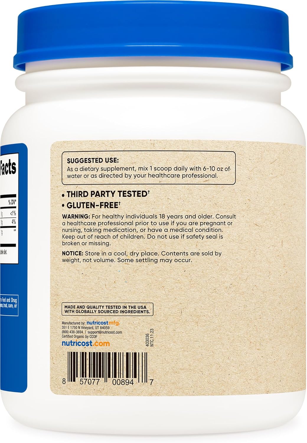 Nutricost Organic Alfalfa Powder 1LB - USDA Certified 100% Organic, Ve