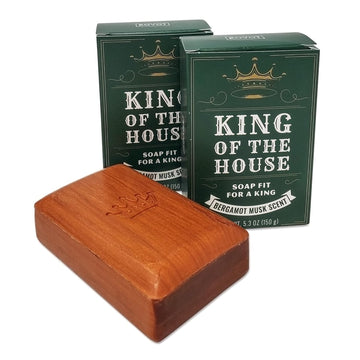 Kovot King of the House Soap Bar Gift Set – 5.3 Moisturizing Masculine Scented – Shaped like a Woodgrain Bar – Scent: Bergamot Musk (2-Pack)