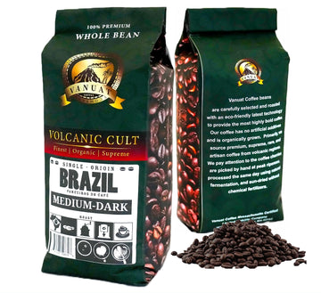 VANUAT Volcanic Organic Supreme Finest Artisan Coffee Whole Bean (Brazil - Parceiros do Café | MEDIUM-DARK ROAST)