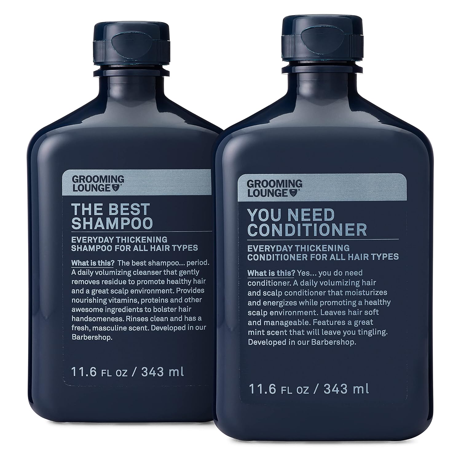 Grooming Lounge Dome Duo, Men's Volumizing Shampoo & Conditioner, Thickens Hair With Biotin for All Hair Types, Sulfate & Paraben-Free 11.6