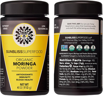 Organic Moringa Powder by Sunbliss Superfood | Premium Moringa Leaf Po