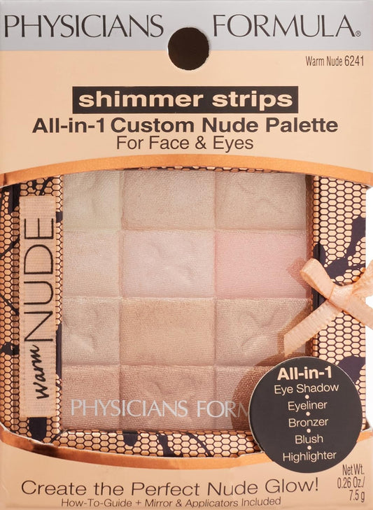 Physicians Formula Shimmer Strips Custom All-in-1 Nude Palette for Face & Eyes Warm Nude