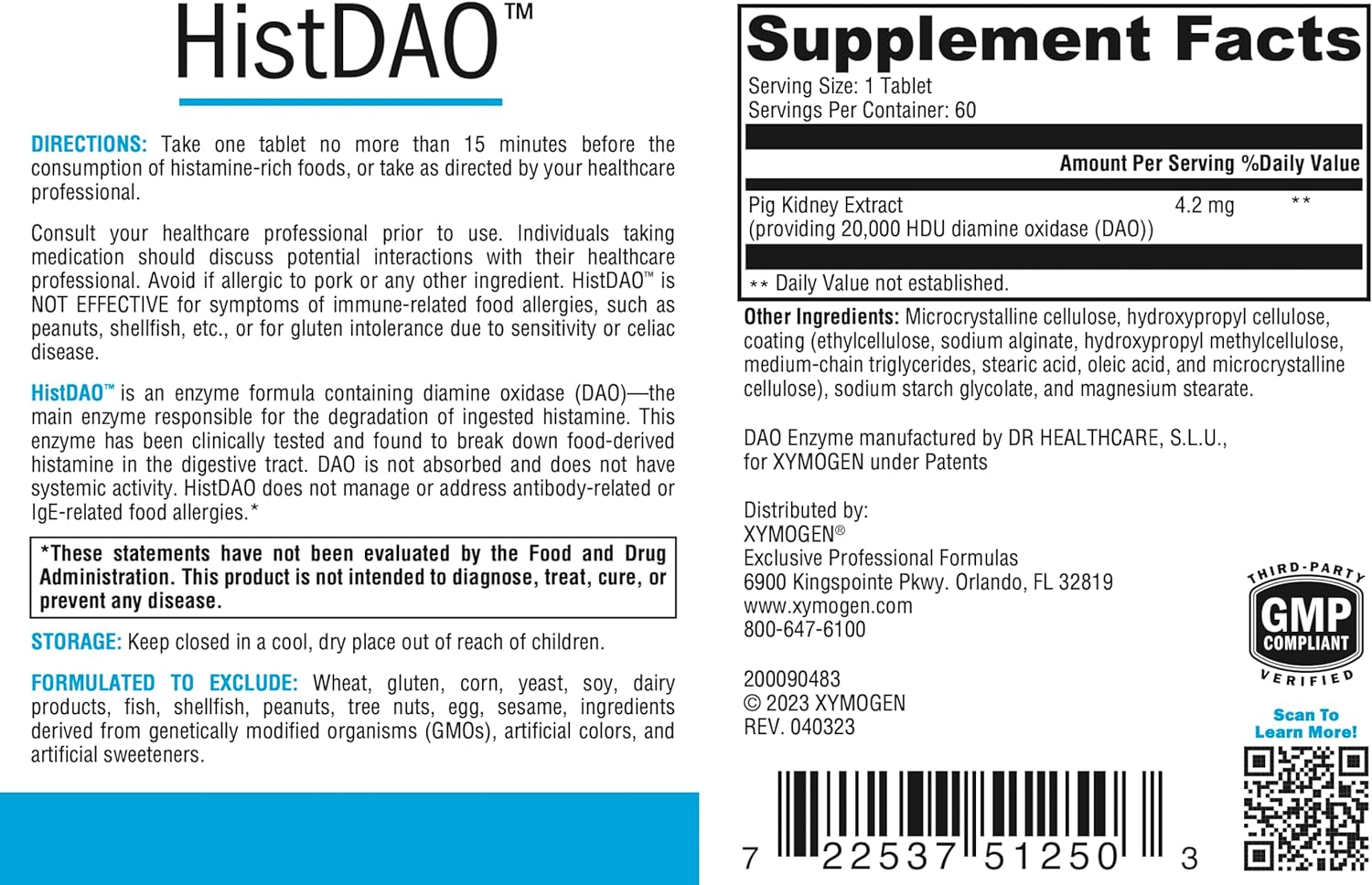 XYMOGEN HistDAO - DAO Enzyme Supplement to Supports Healthy Degradatio