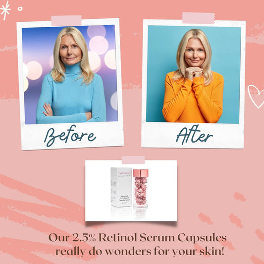 TURBINNE Pure 2.5% Retinol Serum Capsules. Look 5 Years Younger In Just 30 Days. Powerful Anti -Aging, Deep Hydration, Brightening, Reduce Wrinkles, Acne Scars, Dark Spots. Complete Skincare Capsules