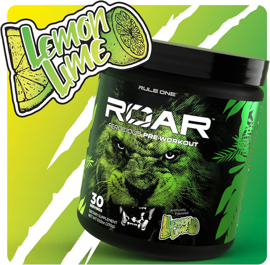 Rule 1 R1 Roar, Lemon Lime - 9.52 oz - Pre-Workout Powder - with Creat