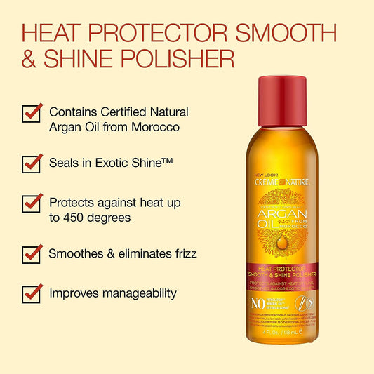 Argan Oil for Hair, Smooth & Shine Hair Polisher by Creme of Nature, Argan Oil of Morocco for Anti Frizz Control, 4