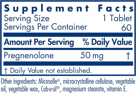 Allergy Research Group Pregnenolone Supplement - Progesterone Supplements, Hormone & Stress Support, Made From Non-Gmo Wild Yam, Micronized Lipid Matrix, Plant-Sourced, 100Mg Scored Tablets - 60 Count