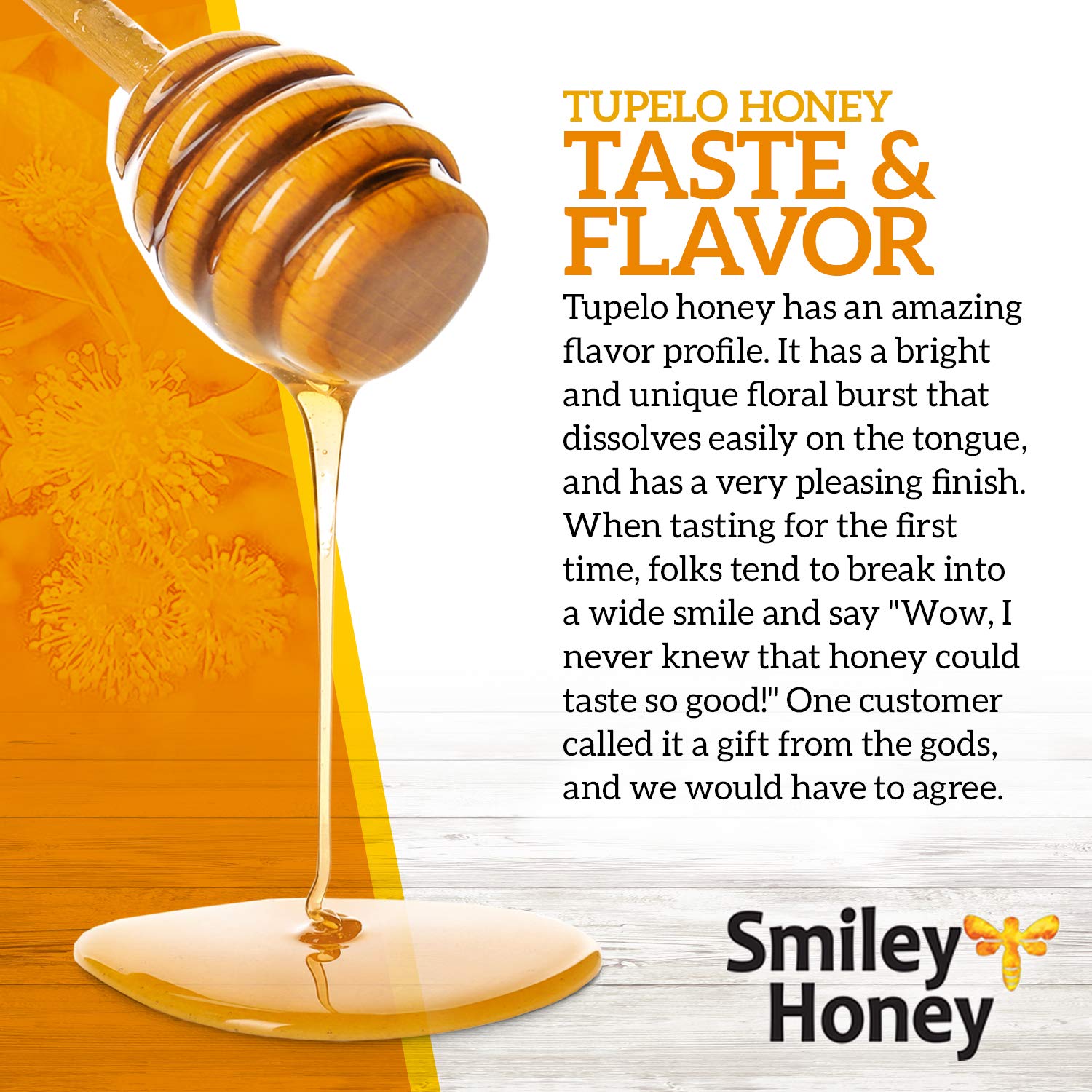 Smiley Honey - 100% Tupelo Honey Raw and Unfiltered (16 oz) 
