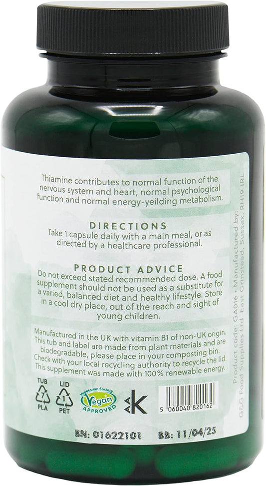 Vitamin B1 Thiamine Hcl Capsules | 500Mg Of B1 Thiamine Hcl Per Capsul0.5 Grams