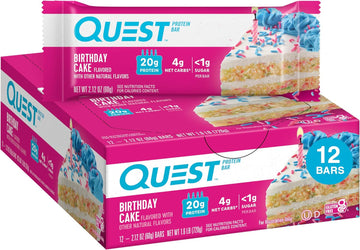 Quest Nutrition Birthday Cake Protein Bars, High Protein, Low Carb, Gl1.6 Pounds