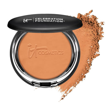 IT Cosmetics Celebration Foundation - Full-Coverage, Anti-Aging Powder Foundation - Blurs Pores, Wrinkles & Imperfections - With Hydrolyzed Collagen & Hyaluronic Acid - 0.3