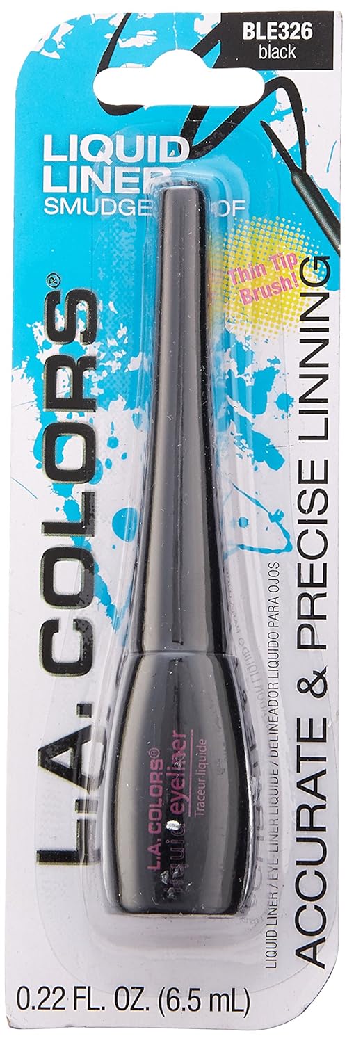 L.A. COLORS Thin Tip Liquid Liner, Black, 0.22