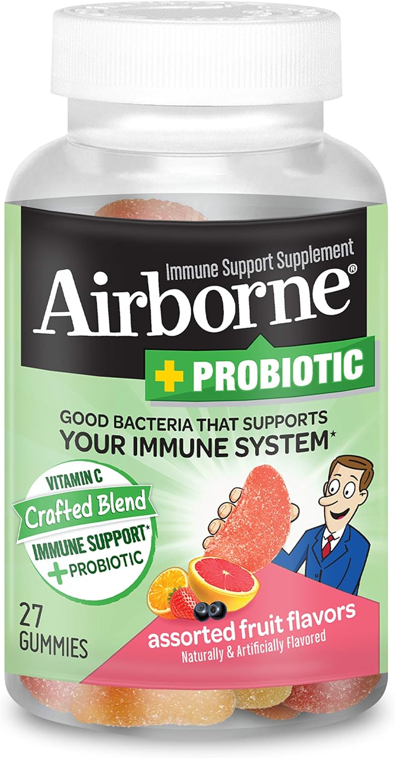 Airborne Vitamin C 750mg (per serving) - Plus Probiotic Gummies (27 co9.44 Ounces