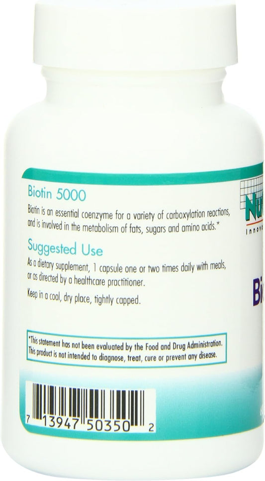 Nutricology Biotin 5000, Vegicaps, 60-Count