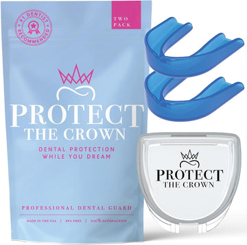 Protect The Crown Night Guard 2 Pack - Mouthguard for Teeth Grinding & Clenching, Professional Mouth Guard for Light and Heavy Grinding (Blue)