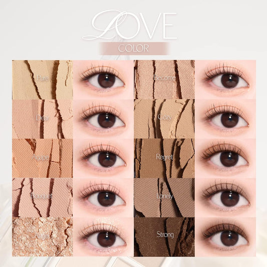 RULIDIA Multi use shadow palette 02 love, 10 Blendable Shades in Smooth Matte and Shimmer Finishes with Gorgeous Pearls,Naturing-Looking, Eyeshadow for Daily Use, K-beauty, 0.31