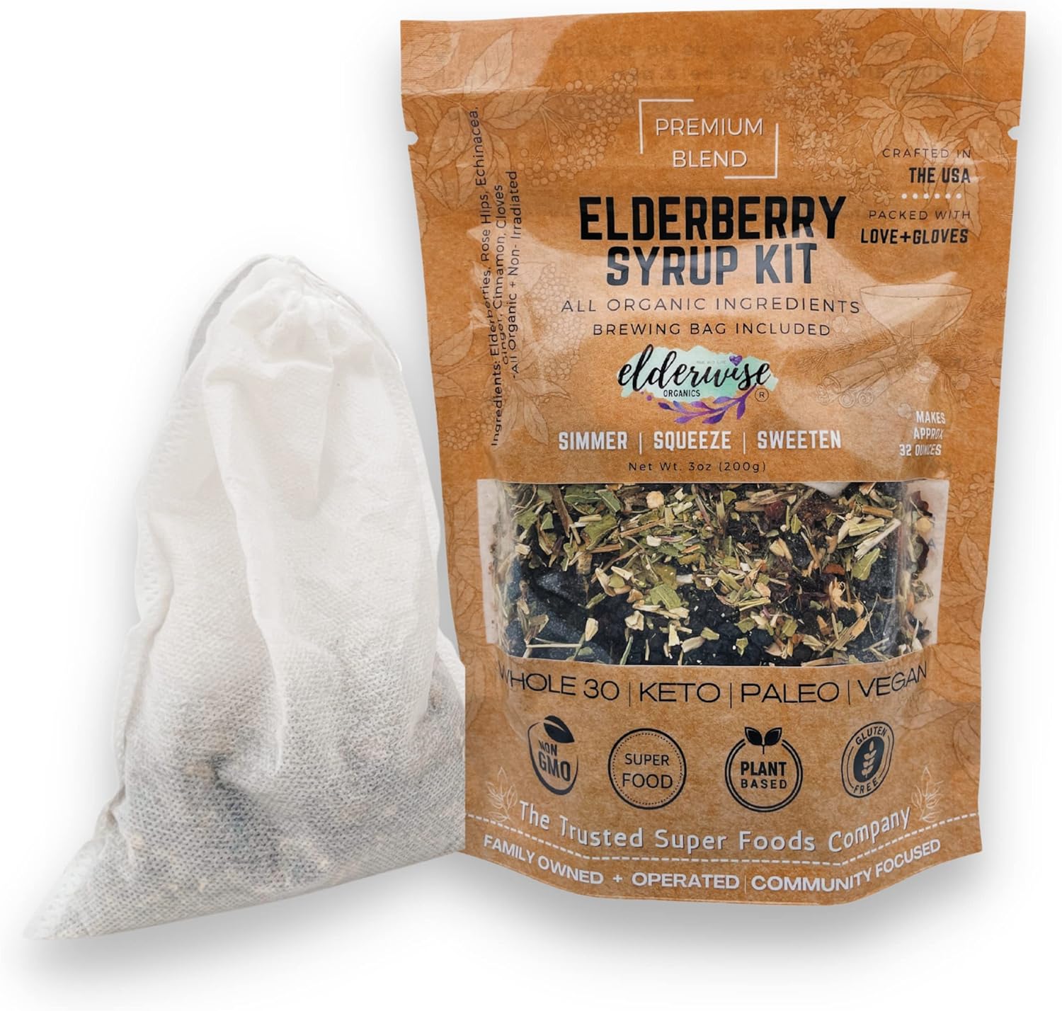 Elderwise Organic Elderberry Syrup Kit - Easy to Use, DIY Elderberry S
