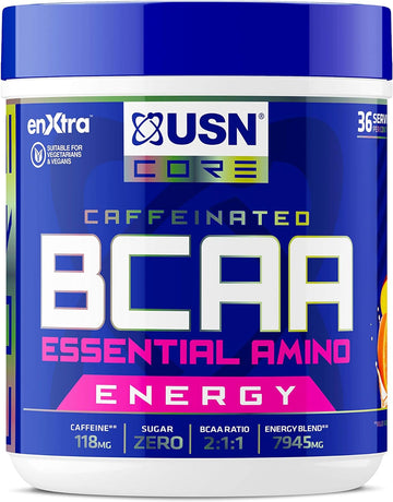 USN BCAA Power Punch Energy, Eaa's with Caffeine, Intra Workout Mango 490 Grams