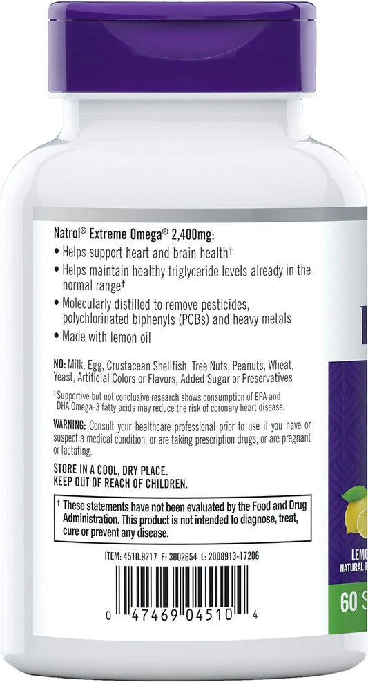 Natrol Omega-3 Extreme,Lemon 60-Count