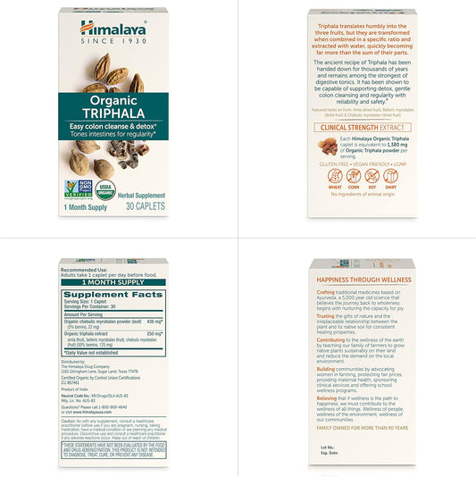 Himalaya Organic Triphala Herbal Supplement for Colon Cleansing, Suppo