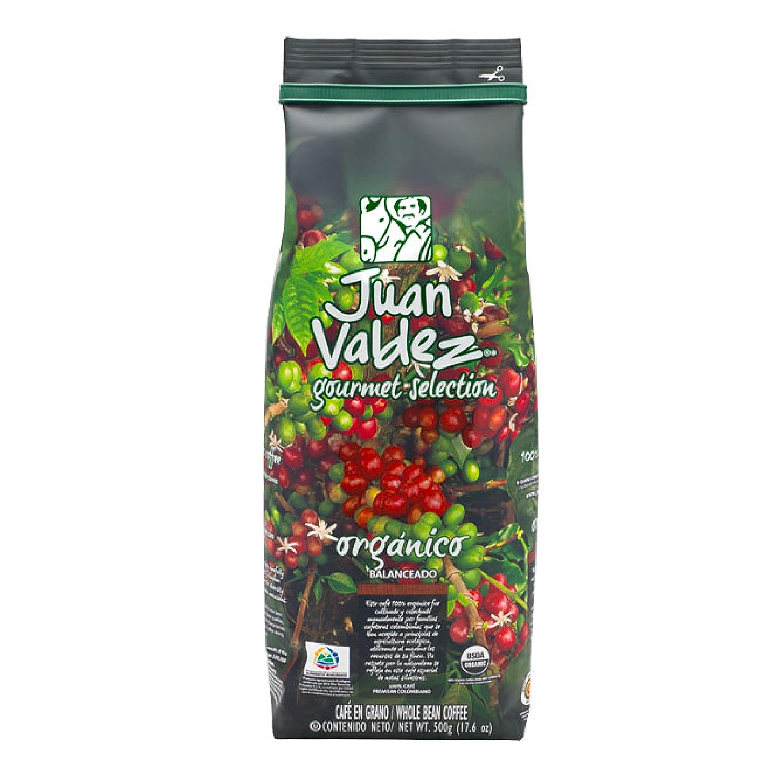 Juan Valdez Coffee Organic Gourmet Medium Roast Whole Bean Colombian Coffee - Café Premium en Grano