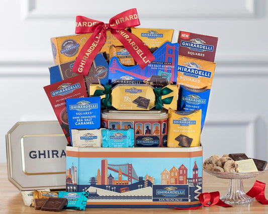 Chocolate Gift Basket- Deluxe Ghirardelli Chocolate Collection in San Francisco Themed Container Ghirardelli's Best Fill