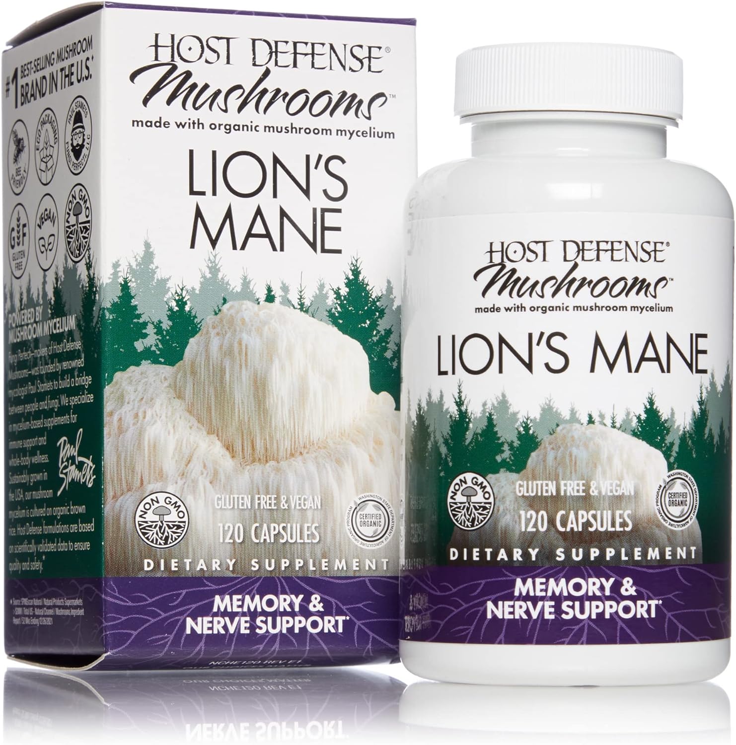 Host Defense, Lion's Mane Capsules, Promotes Mental Clarity, Focus and