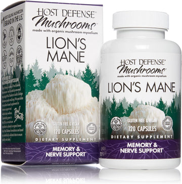 Host Defense, Lion's Mane Capsules, Promotes Mental Clarity, Focus and