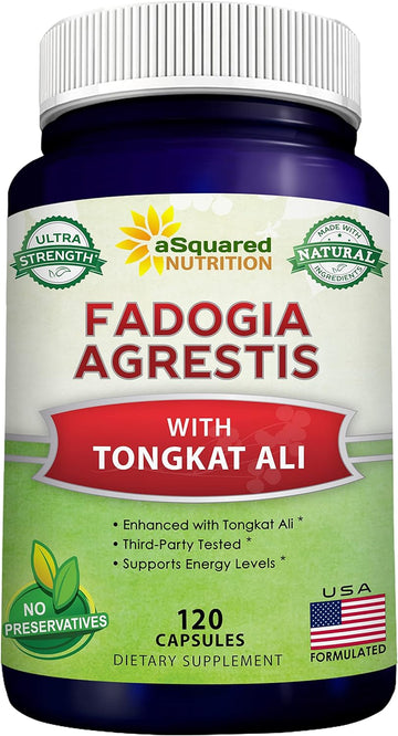 aSquared Nutrition Fadogia Agrestis 1000mg & Tongkat Ali 400mg - 120 Capsules - Fadogia Agrestis Extract Supplement and