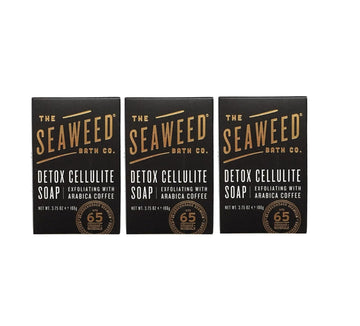Seaweed Bath Co. Detox Cellulite Bar Soap (Pack of 3) with Coconut Oil, Kukui Oil, Bladderwrack Seaweed, Cinnamon Bark Powder and Charcoal Powder, 3.75 s