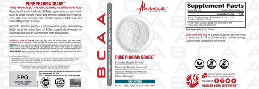 Metabolic Nutrition BCAA, 100 Grams Powder