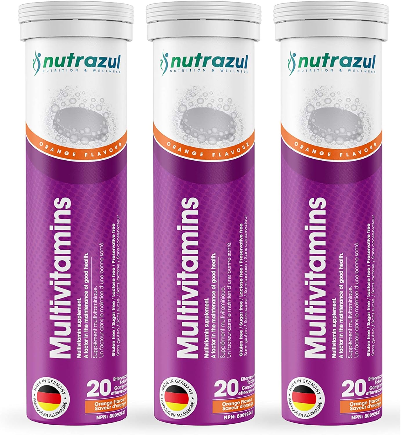 nutrazul Multivitamin Effervescent Tablets - Orange (Pack of 3 X 20) |