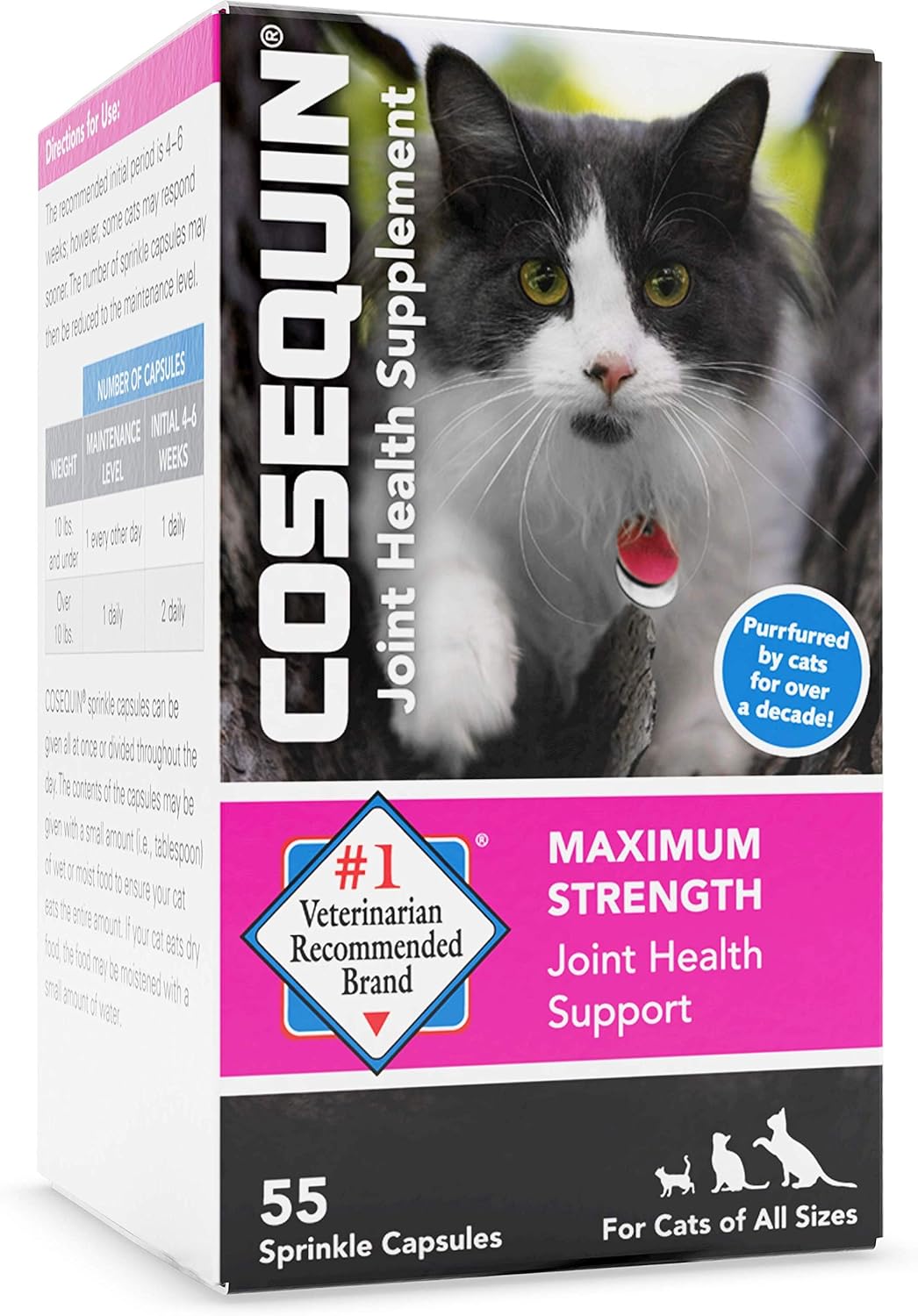 Nutramax Cosequin Joint Health Supplement for Cats - With Glucosamine and Chondroitin, 55 Capsules