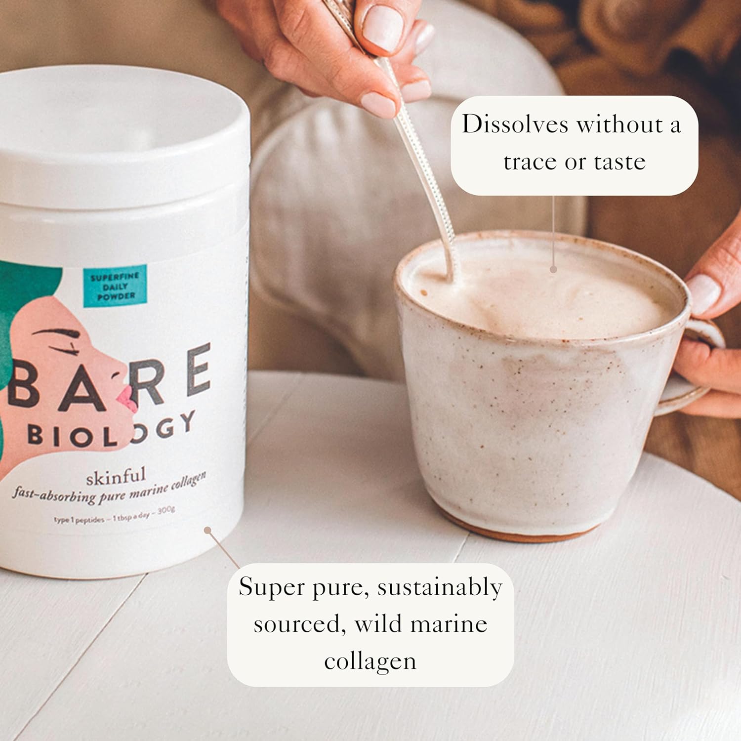 Bare Biology Skinful Pure Marine Collagen Powder, 300g/60 Servings - O