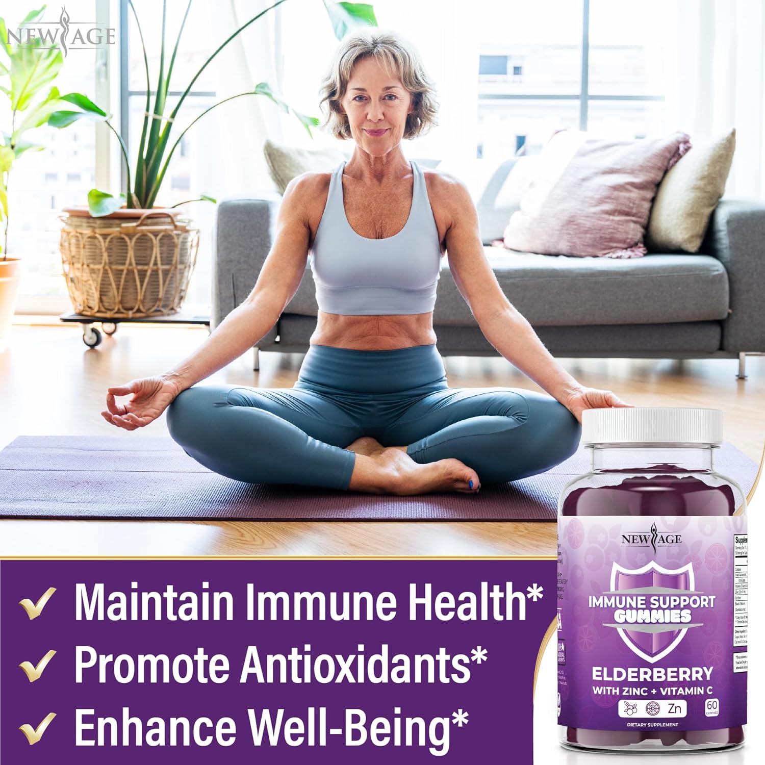 NEW AGE Immune System Support Gummies - Sambucus Black Elderberry Gumm