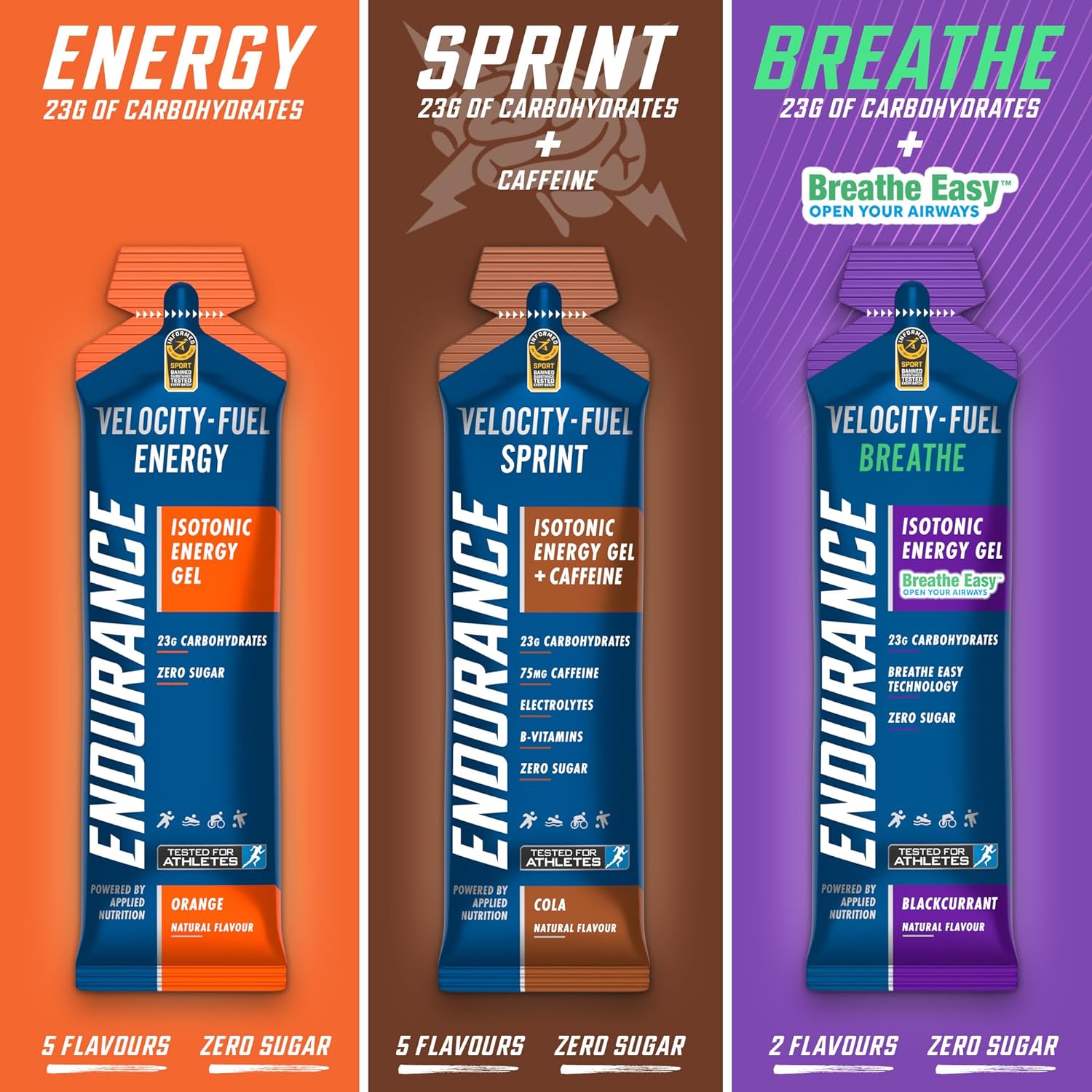 Applied Nutrition Endurance - Sprint Energy Gel with Caffeine, High in