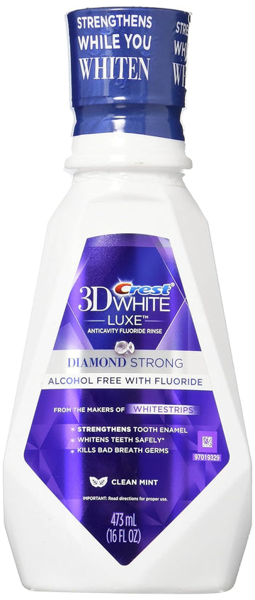 Crest 3D White Luxe Diamond Strong Anticavity uoride Mouth Rinse Clean Mint 16 , (Pack of 2)