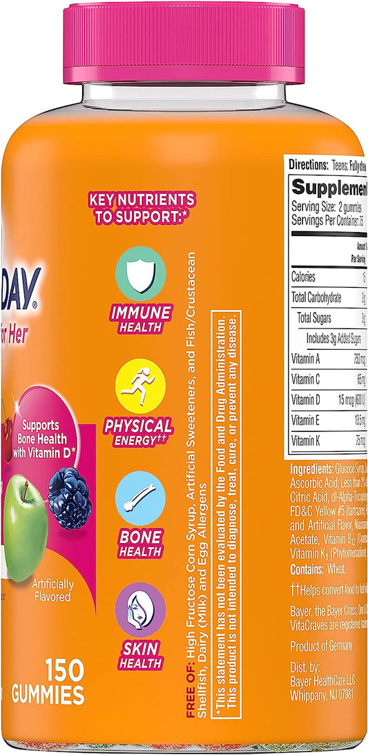 One A Day Teen For Her Multivitamin Gummies, Gummy Multivitamins With