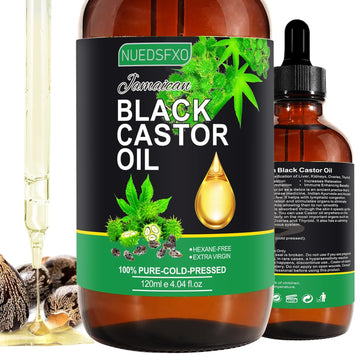 NUEDSFXO Jamaican Black Castor Oil, 120 ml Castor Oil Organic 100% Pure Cold Pressed, Organic Castor Oil for Hair Growth