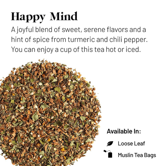 Kusmi Tea Happy Mind - Loose Tea Tin - Plant-Based Organic Herbal Tea with Dragon Fruit, Turmeric, Apple, Chili Pepper, Moringa, Lemon & Ginger - Caffeine Free - Enjoy Hot or Iced