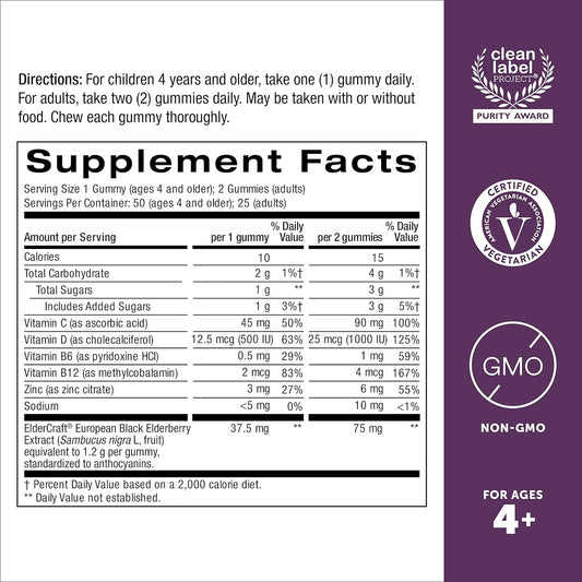 SmartyPants Immune Support Supplement: Clinically Tested Elderberry Gu