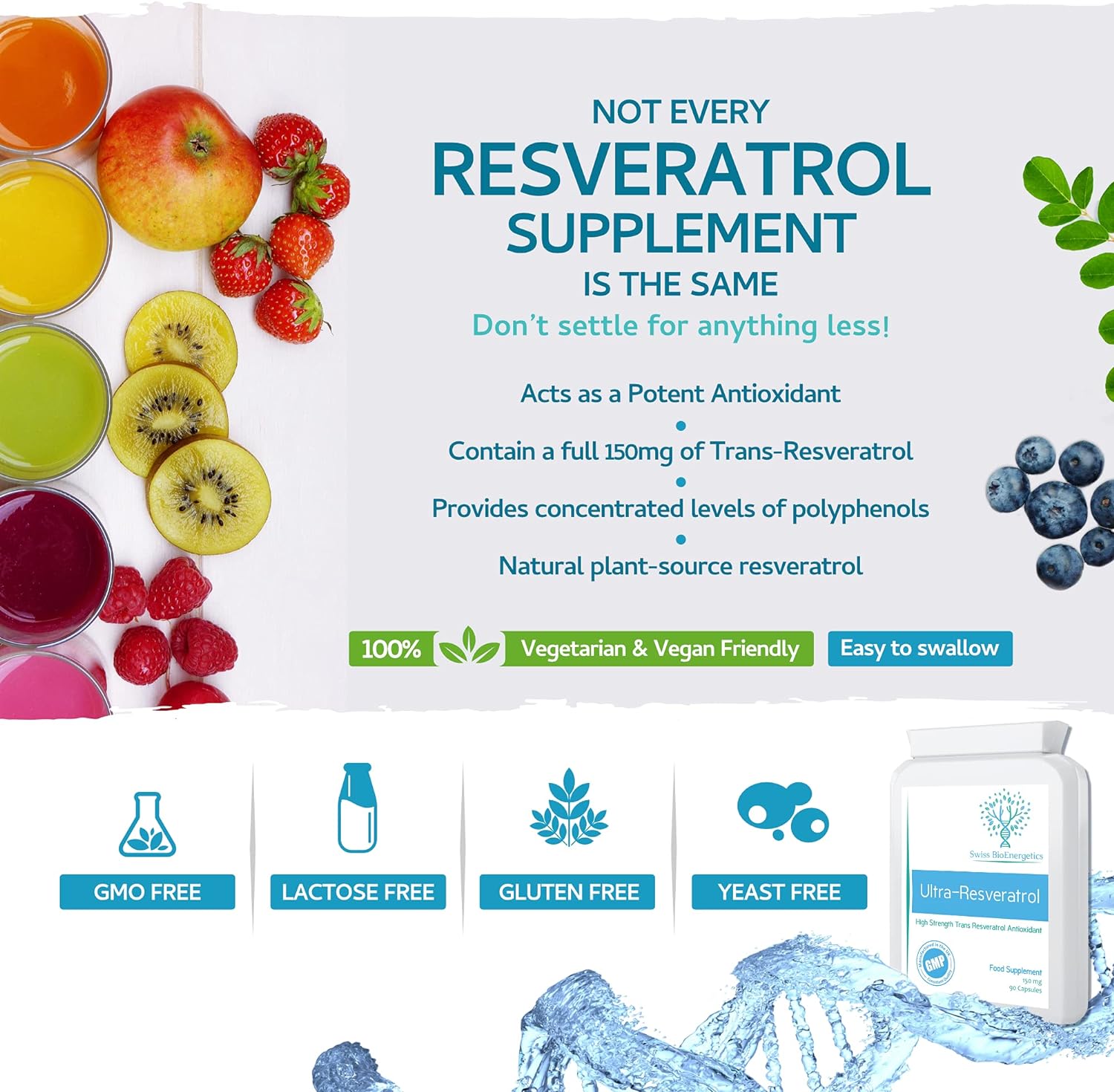 Ultra-Resveratrol 150mg 90 Capsules - High Strength 150mg Trans Resver