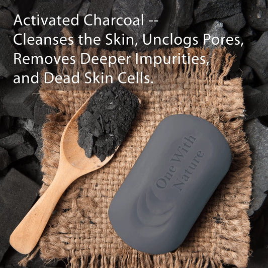ONE Bar Activated Charcoal 3 Pack - Shave, Shower, Shampoo, face, beard, body, hair/scalp, SuperFAT “oil” Infused: Avocado, Mango, Olive, Coconut, Argan, Moisturizing and Nourishing Oil