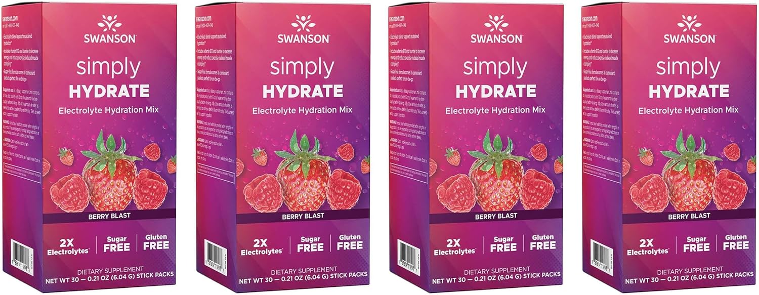 Swanson Simply Hydrate Electrolyte Mix - Sugar-Free Berry Blast Flavor